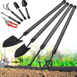 5-Piece Long Handle Garden Tool Set With Basic Hand Tools